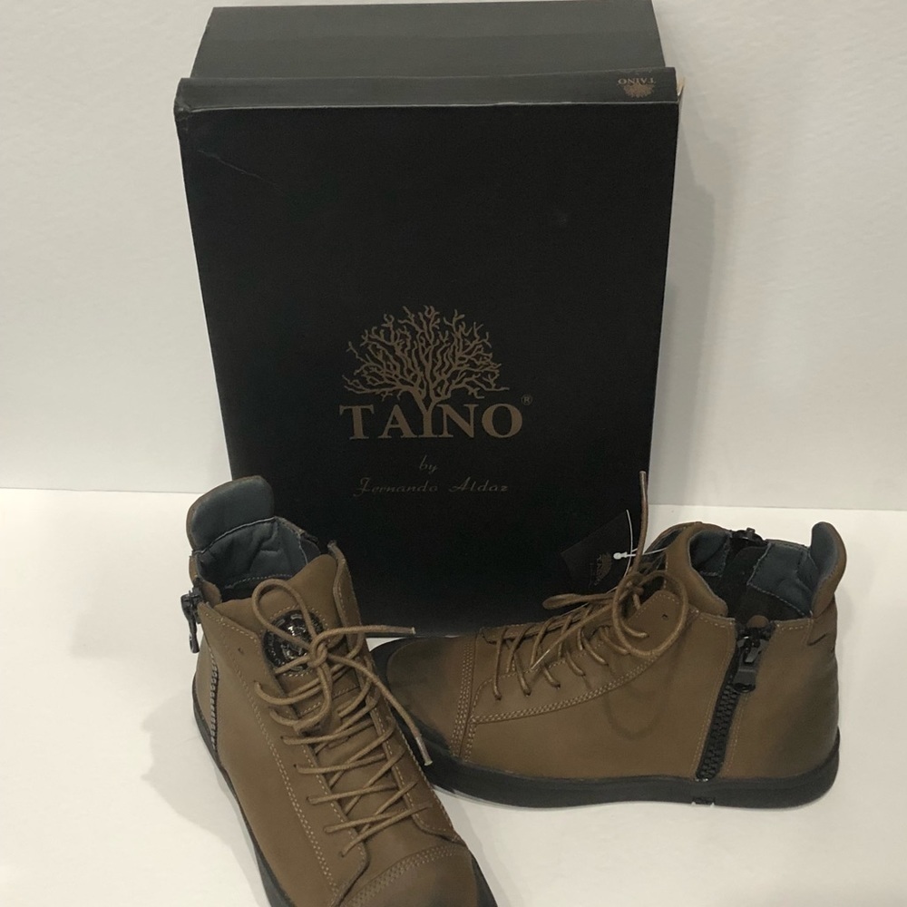 Tayno casual ankle shoes side zipper brown - Picture 1 of 3